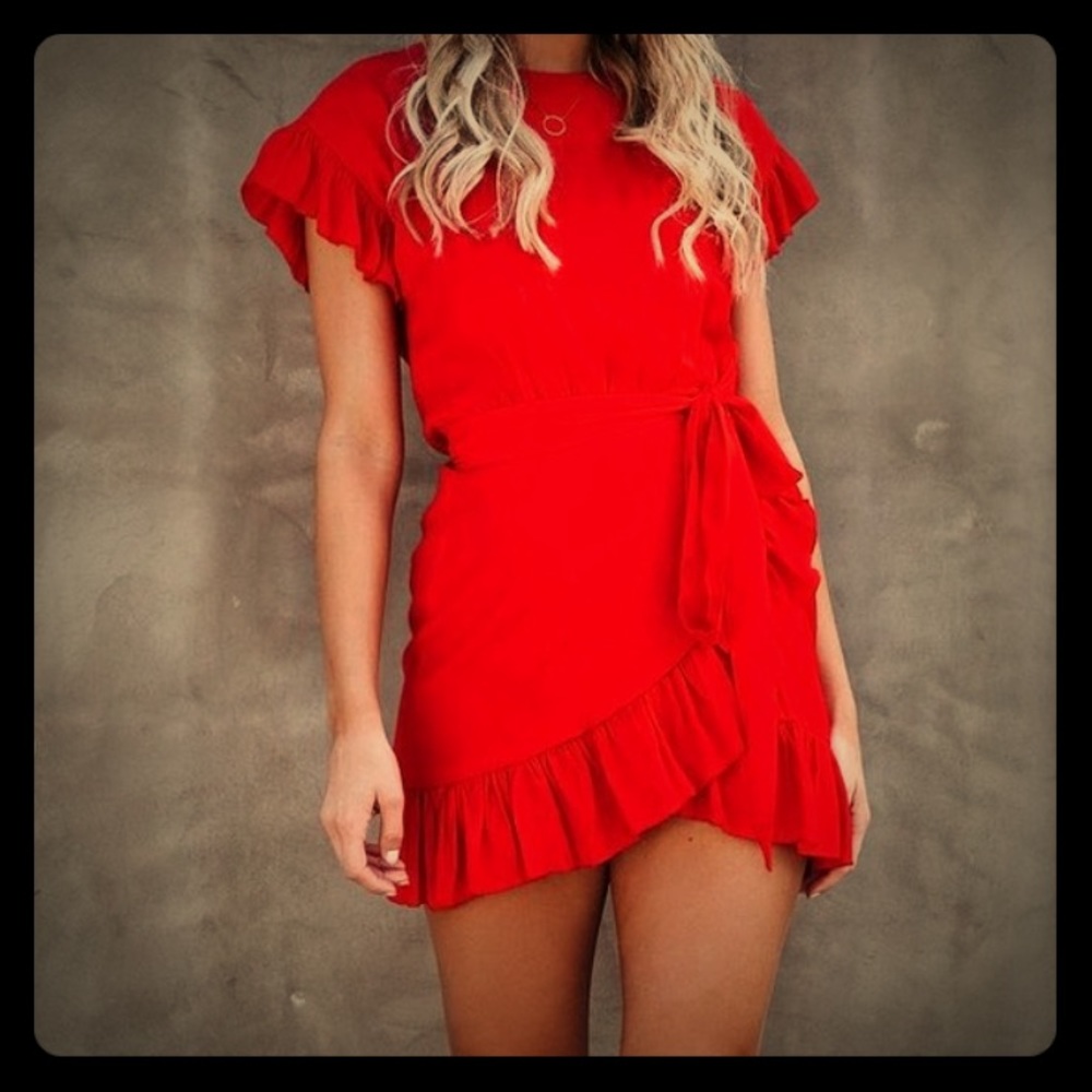Red Wrap Dress.  Super cute ! Didn’t fit !